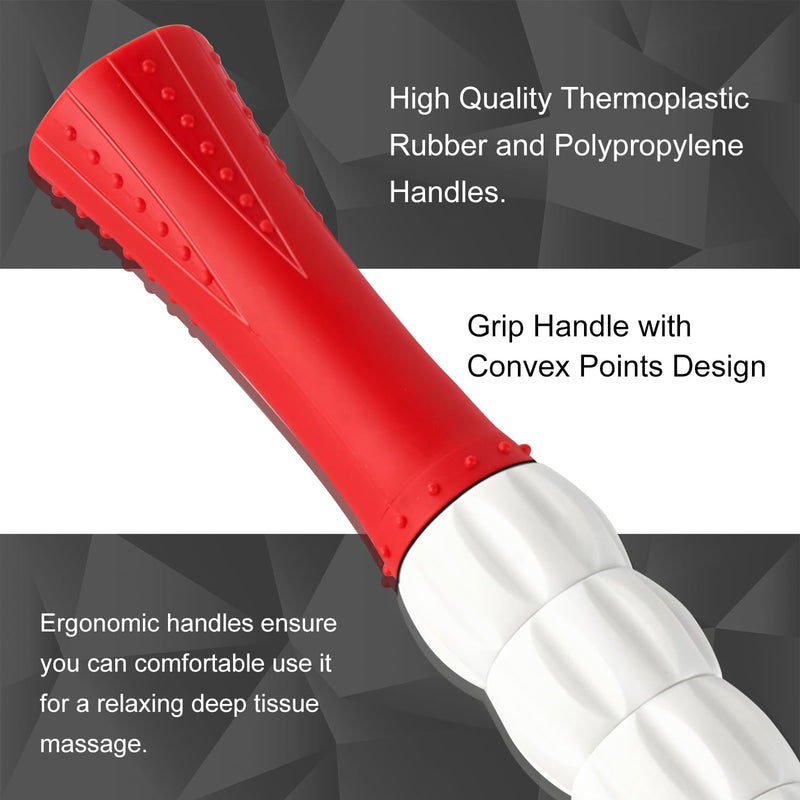 Muscle Roller Massage Roller Stick- Deep Tissue Fascia Blaster for Myofascial Pain Relief, Lymphatic Drainage & Body Sculpting, Handheld Physical Therapy & Recovery Tool (Red White inch) Red White