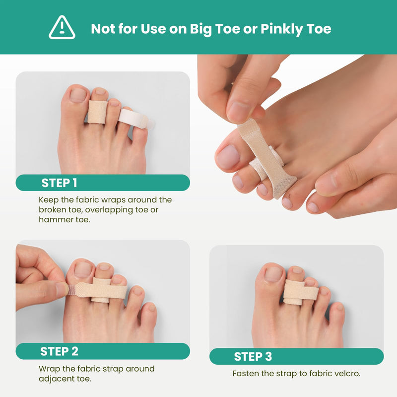 [Australia] - Welnove Hammer Toe Straightener - 16 Pack Broken Toe Wraps - Hammer Toe Corrector for Women - Toe Splints for Crooked Toes, Curled Toes, Bent Toes - (Multi-Size, Beige) Multi-Size(16 Count) 