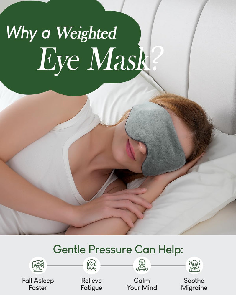 [Australia] - Sivio Weighted Eye Mask for Sleeping, Cooling & Cozy Reversible Blackout Sleep Mask for Women & Men, Microwave Freezable Heavy Blindfold for Migraine, Travel, Meditation, 0.55lbs, Grey 