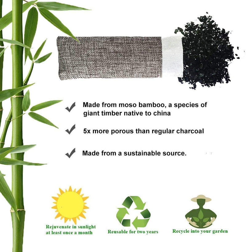 [Australia] - Marsheepy Natural Bamboo Charcoal Bags, Shoe Deodorizer and Odor Remover / Eliminatorr, 100% Smell Remover (60g X 6 PACK) Gray 