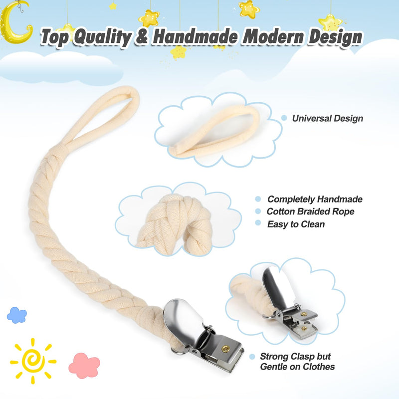 [Australia] - Pacifier Clip for Boys and Girls, 6 Pack Baby Pacifier Holder Leash 100% Handmade Braided Fits All Pacifiers & Teething Toys Modern Unisex Baby Gift Colorful 