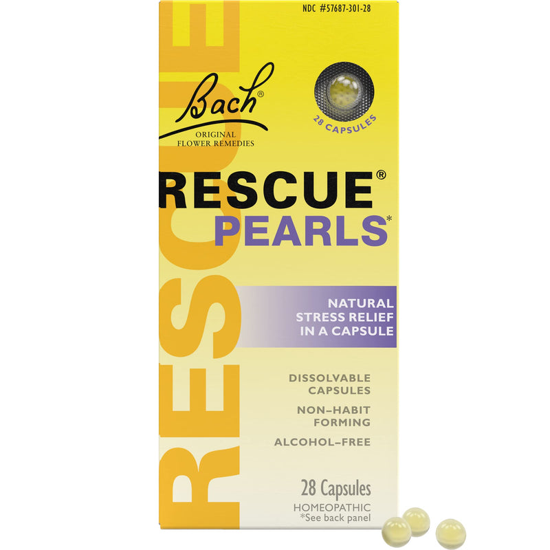 Bach RESCUE PEARLS, Natural Orange Vanilla Flavor, Natural Stress Relief, Homeopathic Flower Essence, Quick-Dissolve, Gluten & Sugar-Free, 28 Count 1 Count