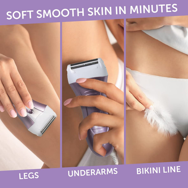 [Australia] - Bauer Professional 38730 Soft & Smooth Lady Shaver/Painless Hair Removal/Arms, Legs and Bikini Trimmer/Battery Operated/Wet and Dry Shaving/Bikini Trimmer Attachment/ 