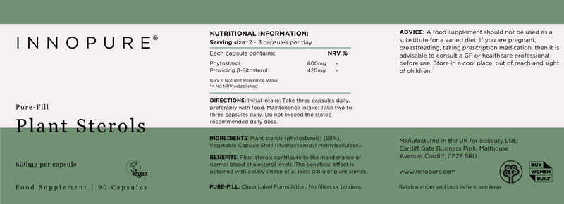 INNOPURE Plant Sterols Capsules (No Fillers or Binders) Pure-Fill Supplement, 90 Capsules
