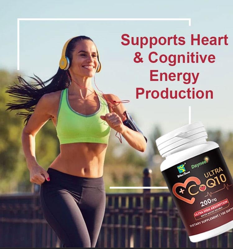 CoQ10 200mg Softgels with Vitamin E, Heart & Energy, 100 Count | High absorption Coenzyme Q10 with vitamin E for heart health, cellular energy and antioxidant support, 100 softgels