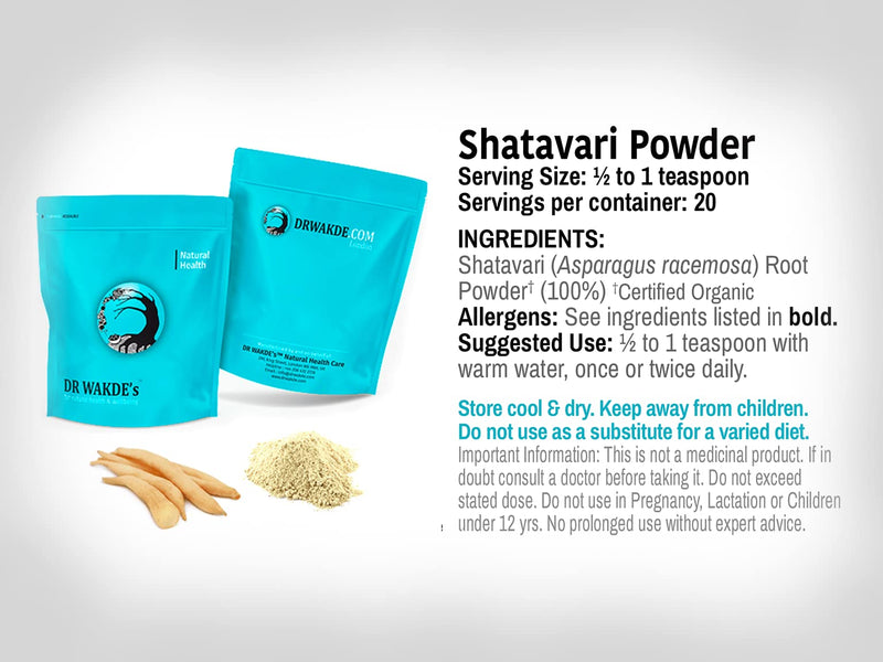 [Australia] - DR WAKDE'S Organic Shatavari Powder (Asparagus racemosa) - 100g (3.5oz) | Pure, Raw & Dried Powder | Ayurvedic Herb | Vegan | Nothing Added, Nothing Removed | Same Day Dispatch 6.25 Pound (Pack of 1) 