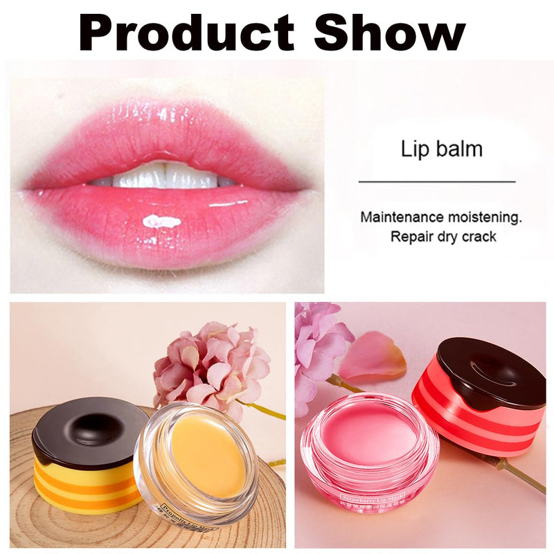 Lip Balm, Vitamin E Moisturizing Propolis Sleeping Mask, Effective Reduces Lines, Prevention of Dry and Cracked Lips Nourishing Dry Lip Care (2 Packs Strawberry & 2 Packs Honey, 1.9Oz) 2 Packs Strawberry & 2 Packs Honey 2.1 Ounce (Pack of 1)
