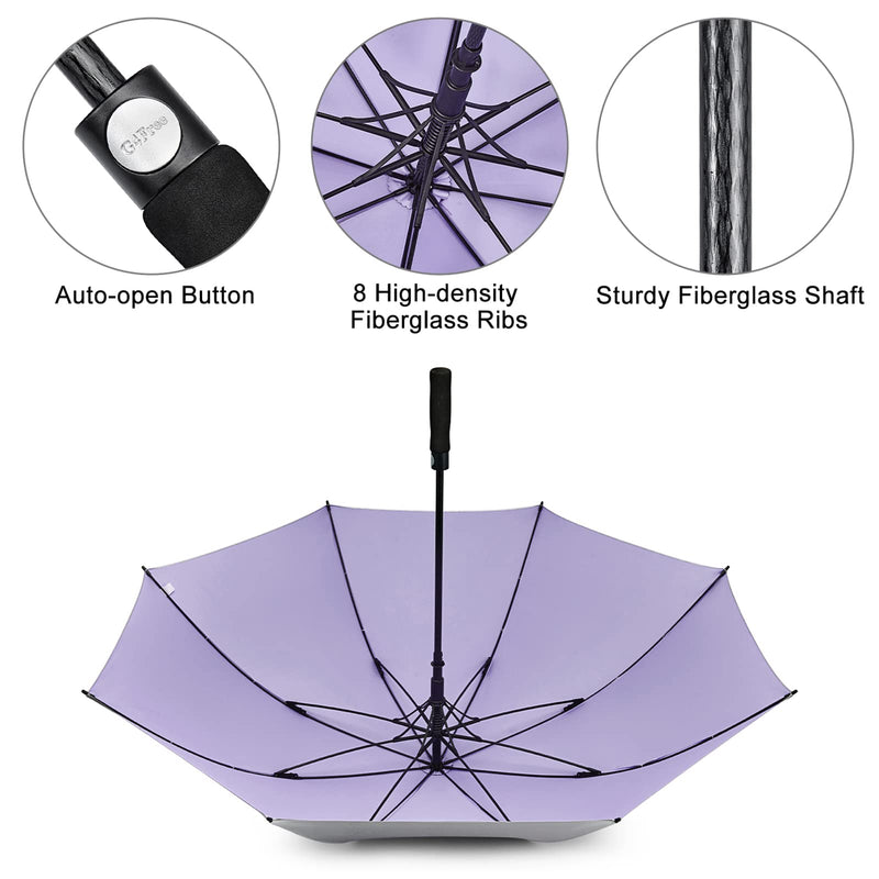 G4Free Windproof 42 Inch Travel Umbrella, Strongest Fiberglass Frame, Double Canopy with Reflective Strip, Autotomatic Folding Umbrella +54 Inch UPF50+ Auto Open UV Sun Golf Umbrella, for Rain & Sun