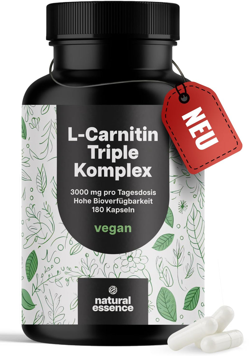 [Australia] - L-Carnitine Capsules High Dose 3196mg - 180 Capsules - Complex of L-Carnitine Tartrate, Acetyl-L-Carnitine - vegan from Germany 