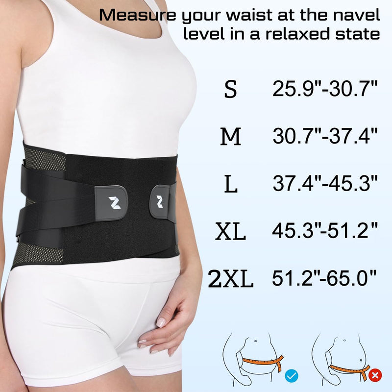 NEENCA Back Brace for Lower Back Pain Relief with Bionic Support System, Adjustable Lumbar Support Belt for Men & Women with Lumbar Pad, Soft Breathable Mesh for Herniated Disc, Sciatica, Scoliosis... Large Black-Single