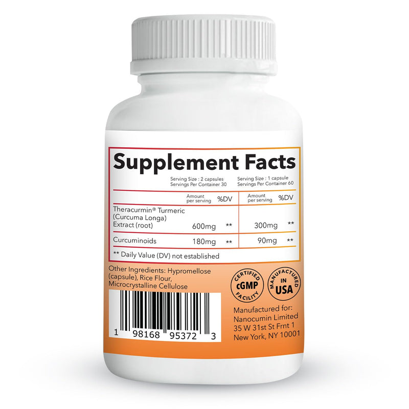 [Australia] - Theracurmin Turmeric Curcumin Supplement, 60 Count, High Absorption Turmeric & Curcumin -Joint Support Supplement - 42.6X More Bioavailablity 60 Count (Pack of 1) 
