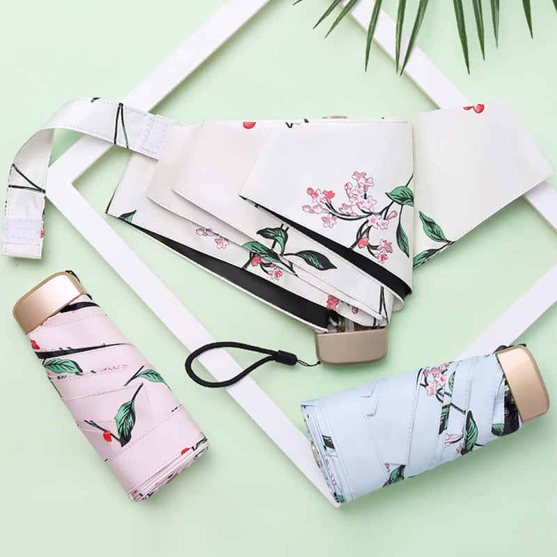 Small Compact Travel Umbrella UV Protection Mini Umbrella Perfect for Travel Lightweight Portable Parasol Outdoor Sun & Rain Umbrellas Pink flower