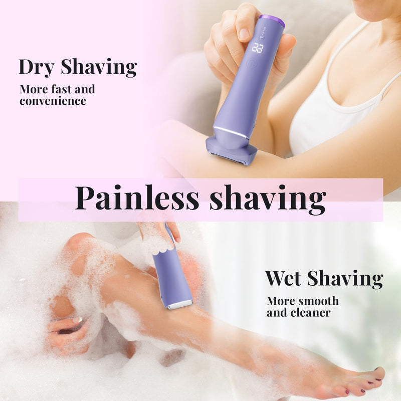 [Australia] - krofaue Women Electric Shaver - Cordless Waterproof Body Foil Shavers, Dry & Wet Electric Razors for Women with LED Display USB Charge Dock Purple Electric Shaver for Women 