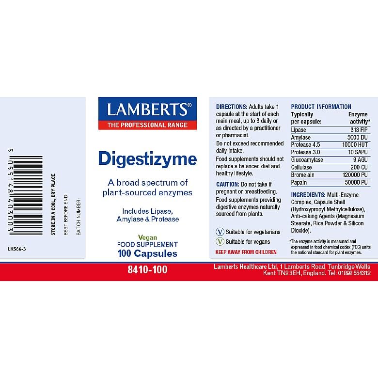 Lamberts Digestizyme 100 Capsules by Lamberts