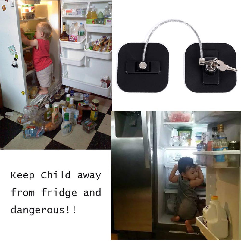 [Australia] - Refrigerator Lock,Fridge Lock with Keys,Freezer Lock and Refrigerator Lock for Child Proof,1Pack Black Fridge Lock 