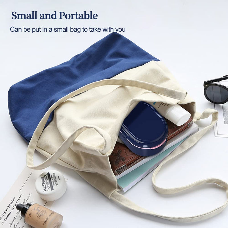 [Australia] - Dentures Case, Denture Bath Case Cup Box Double Layer Dry and Wet Separation Portable False Teeth Container, Denture Cup with Lid for Cleaning Household Office Travel(Blue) Blue 