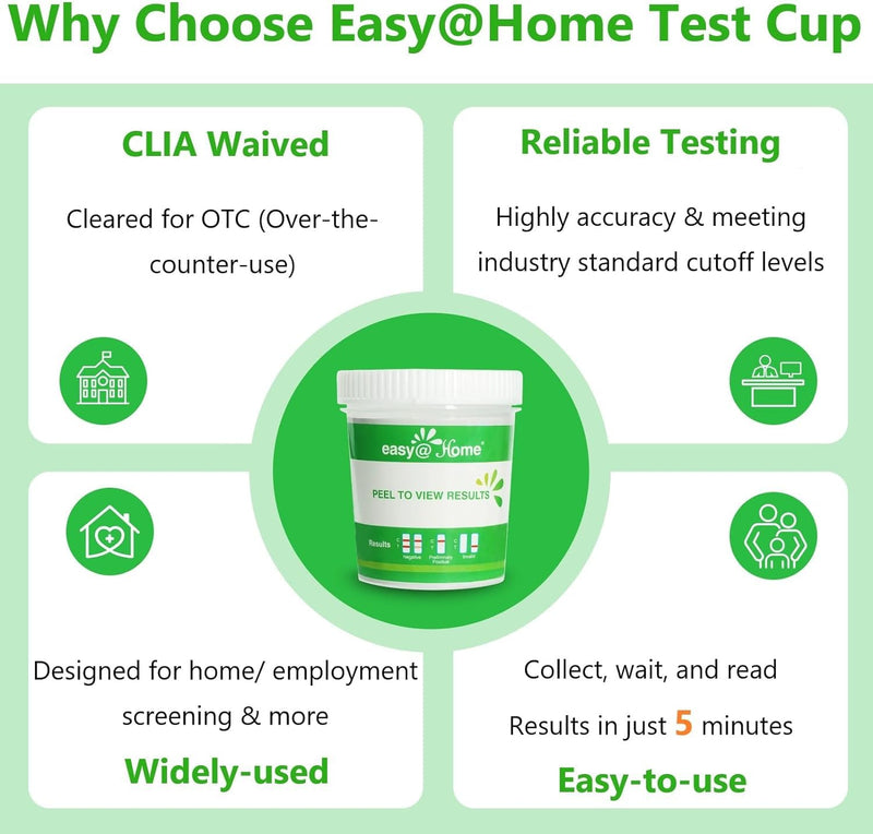 [Australia] - 5 Pack Easy@Home Drug Test Cup for 5 popular drug tests Marijuana (THC),Amphetamine (AMP),Cocaine (COC), Methamphetamine (MET), Opiate (OPI 2000) - #ECDOA-254 5 Count (Pack of 1) 