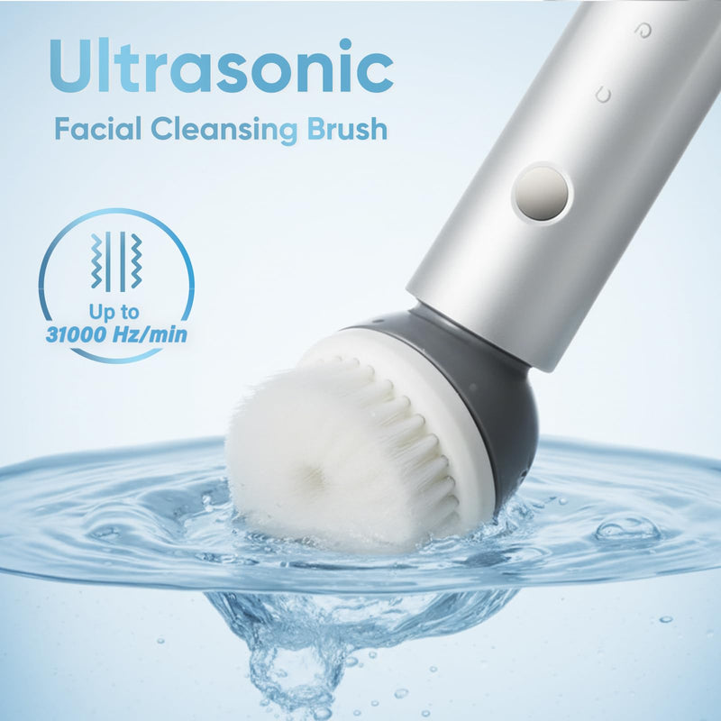 [Australia] - KINGDO Sonic Facial Cleansing Brush, Electric Face Scrubber with 3 Cleaning Modes, IPX7 Waterproof face Brushes for Cleansing with 2 Magnetic Brush Heads, Rechargeable Battery for All Skin Types 