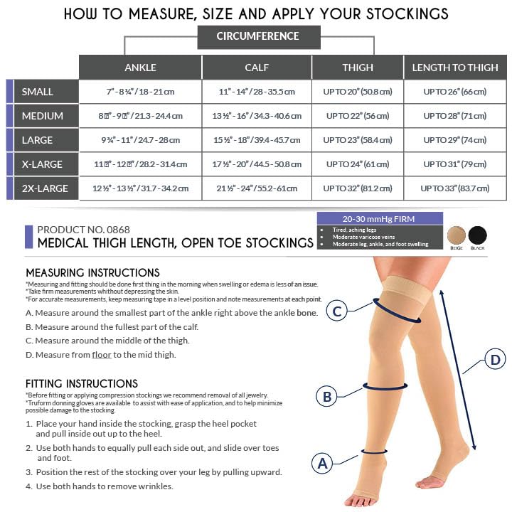 [Australia] - Truform 20-30 mmHg Compression Stockings for Men and Women, Thigh High Length, Dot-Top, Open Toe, Beige, Medium Medium (1 Pair) 