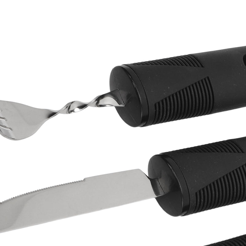 Weighted Silverware Set for Parkinson's & Arthritis, Adaptive Utensils for Hand Tremors, 2 Spoons, 1 Fork, 1 Knife, Ergonomic Stainless Steel Cutlery with Anti-Shake Design