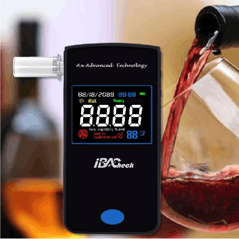 Alcohol Test with Large 2.2'' 3 Color Display. Ultra Thin 12mm Thick Portable Breath Analyzer. Rechargeable with 200 Memories & Perpetual Calendar; Low Standby (Multicoloured White)