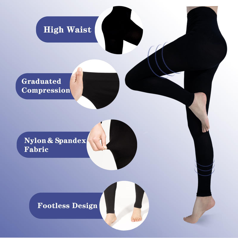 [Australia] - Compression Pantyhose for Women Men, 15-20 mmHg Footless Medical Graduated Compression Tights Compression Stockings L Black 