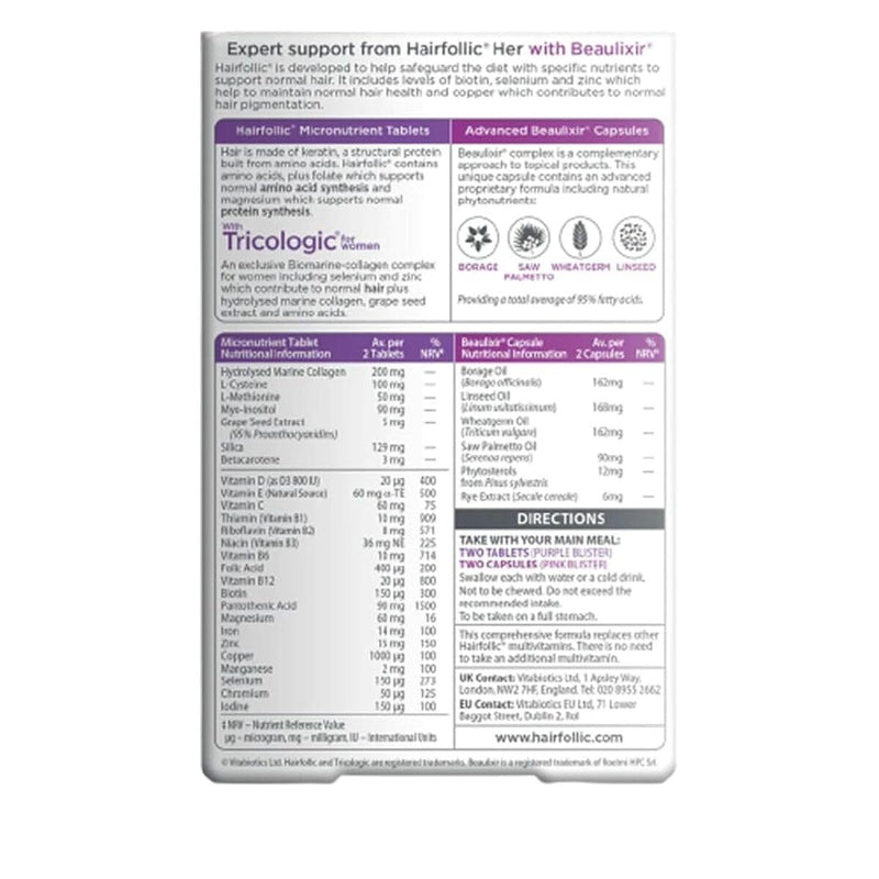 Vitabiotics Hairfollic Woman Advanced Capsules, 60-Count