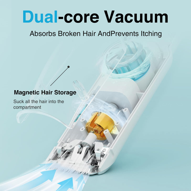 [Australia] - Baby Hair Clippers with Vacuum, Quiet Hair Trimmers for Kids, IPX7 Waterproof Rechargeable Cordless Haircut Kit for Baby Children Infant White Vacuum 