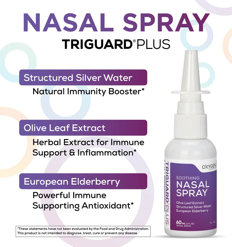 [Australia] - TriGuard Plus Colloidal Silver Nasal Spray with Olive Leaf Extract & Elderberry Extract | Sinus Treatment, Nose Spray & Immune System Booster 2 oz / 60ml, Made in USA 