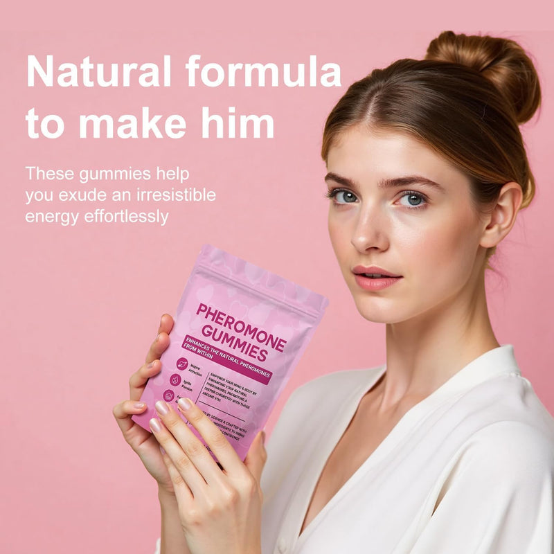 Women's Pheromone Gummies for Health, Scientific Formula with Beetroot, Parsley, and Gluten-Free - Non-GMO, Enhances Attraction and Confidence, Strawberry Flavor (60)