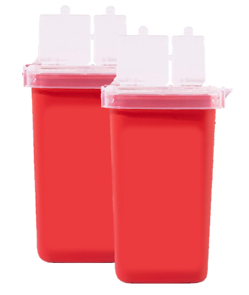 [Australia] - Dealmed Mini Sharps Container Travel Size, 1 Quart Flip Lid, Biohazard Needle & Syringe Disposal, Small Portable Medical Sharps Container for Home or Professional Use, Red, 1-Pack 