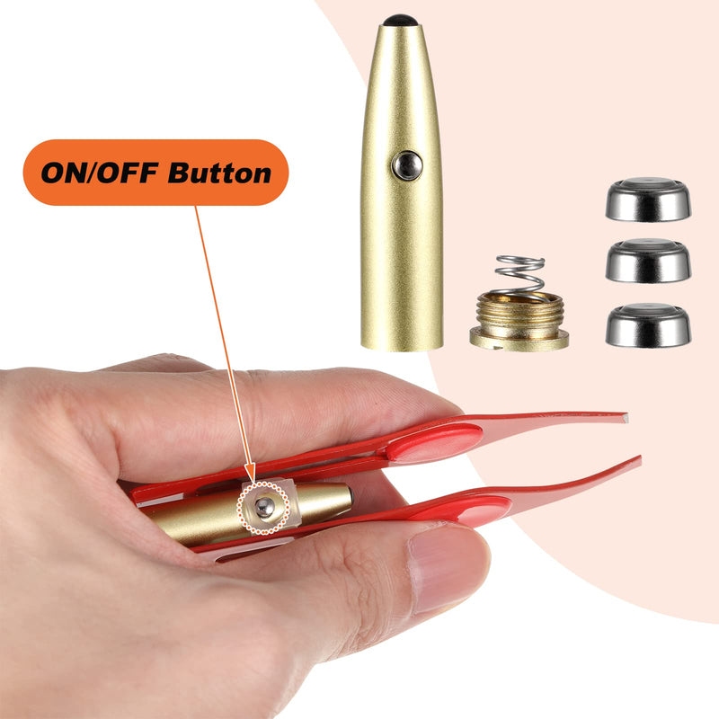 [Australia] - Pack of 2 Tweezers with LED Light Tweezers Eyebrow Plucking Hair Removal Illuminated Tweezers Make Up Stainless Steel Eyebrow Tweezers Women Precision Eyebrow Tools Hair Removal Black Red 