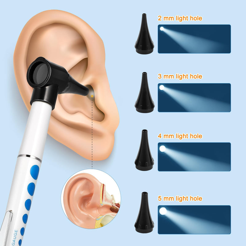 [Australia] - Healifty Otoscope with Light - Otoscope with 4 Otoscope Covers Diagnostic Ear Care Device for Nurse Children Adults Pets in Pocket Size Without Battery 