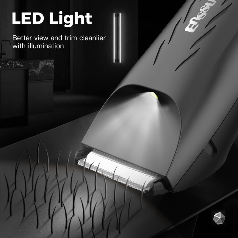 [Australia] - 2-in 1 Body Hair Trimmers for Men, Pubic Groin Hair Trimmer for Men with Dual-Head Trimmer & Foil Blade, Electric Ball Trimmer Razors w/Light, Charging Dock, Waterproof Body Groomer Shaver Kit 2 in 1 Black 