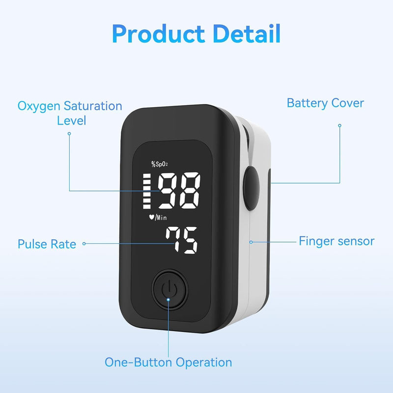 [Australia] - Berrcom Pulse Oximeter Blood Oxygen Saturation Monitor Finger High Accuracy Sats Monitor for Children, Adults with Batteries and Lanyard 