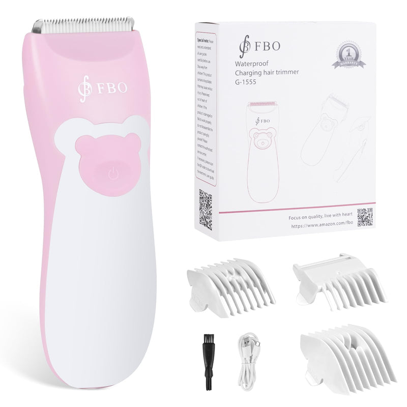 FBO Bikini Trimmer & Adult Painless Electric Shaver,Baby Hair Clippers Kit,Infant Kids Multipurpose Hair Trimmer-Quiet,Cordless,Waterproof,Rechargeable,Sharp Durable,with Ceramic Blades,Pink Pink