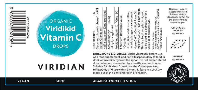 Viridian - Viridikid Vitamin C Drops (Organic) 50ml