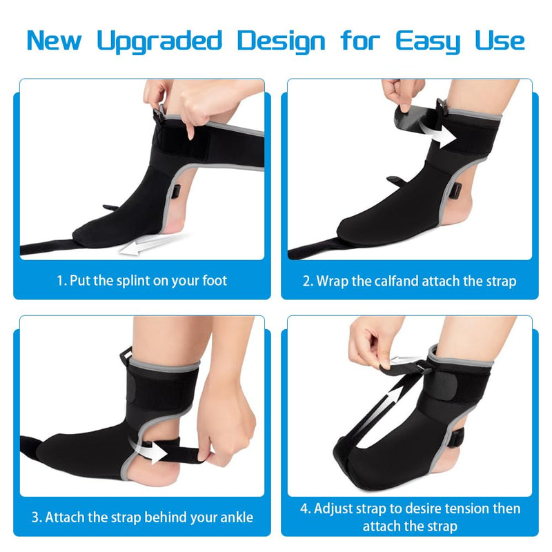 [Australia] - TOFBS Plantar Fasciitis Night Splint and Compression Socks with Massage Ball Set Adjustable Achilles Tendon Bandage for Plantar Fasciitis Pain Relief Black M 