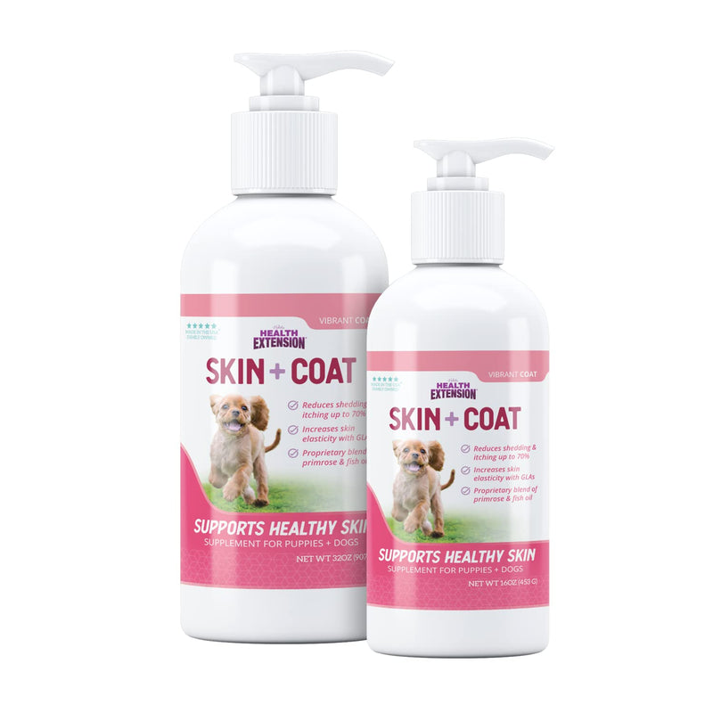 Health Extension Skin & Coat Supplement for Dogs & Puppies, 16oz - Omega 3 & 6 Rich Formula for Healthy Skin & Shiny Coat, Reduces Shedding & Itching - PawsPlanet Australia