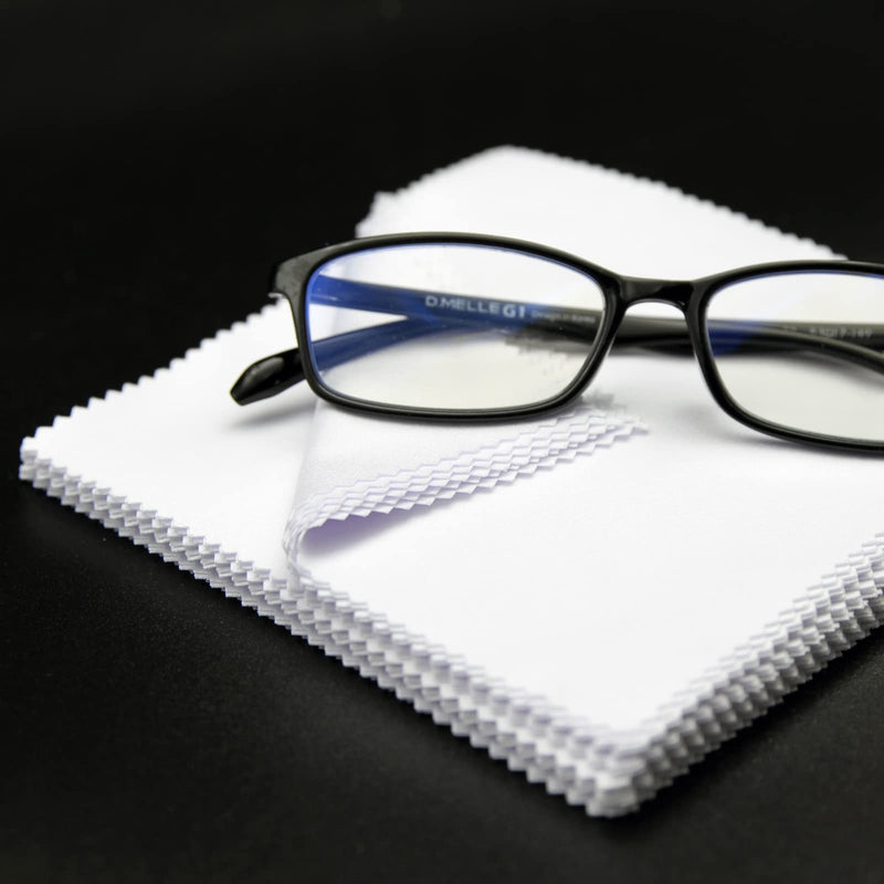 [Australia] - Eyeglasses Cleaning Cloth Glasses Cloths Bulk (5.5"x5.5", White, 100 pcs, No logo) for Eyeglasses, Lenses, Phones, Screens, Camera, Silverware, Delicate Surfaces (V1505) 