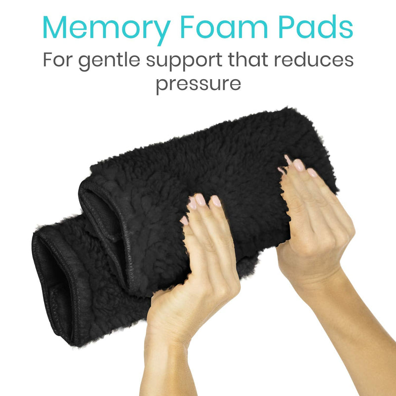 [Australia] - Vive Wheelchair Armrest Cover (Pair) - Memory Foam Sheepskin Pad for Office & Transport Chair - Soft Support Cushion Accessories for Padded Arm Rest, Kids, Adults - Comfort Padding Pressure Relief Black 
