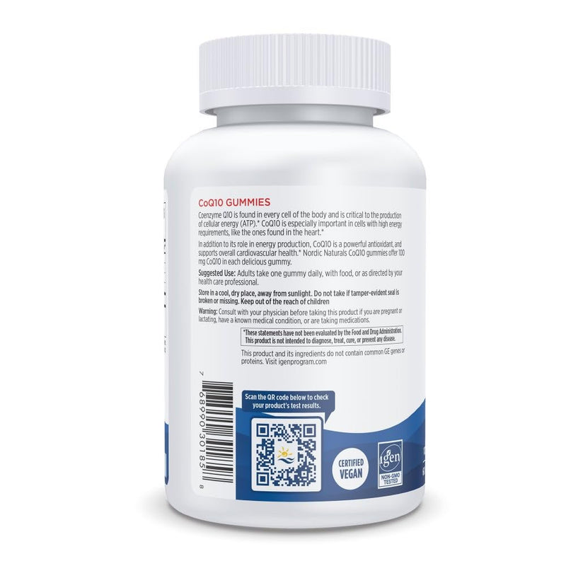 [Australia] - Nordic Naturals CoQ10 Gummies, Strawberry - 60 Gummies - 100 mg Coenzyme Q10 (CoQ10) - Great Taste - Heart Health, Cellular Energy Production, Antioxidant Support - Non-GMO, Vegan - 60 Servings 