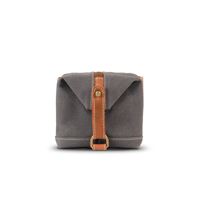 Londo Travel Toiletry Bag, Top-Grain Leather & Canvas Hanging Dopp Kit, Bathroom Case, & Makeup Organizer, Unisex One Size Camel