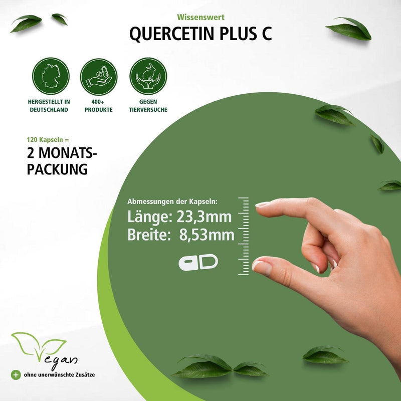 [Australia] - Fairvital | Quercetin capsules with vitamin C - 120 capsules - HIGH DOSE - 250mg quercetin plus 300mg vitamin C per capsule - VEGAN - antioxidant 