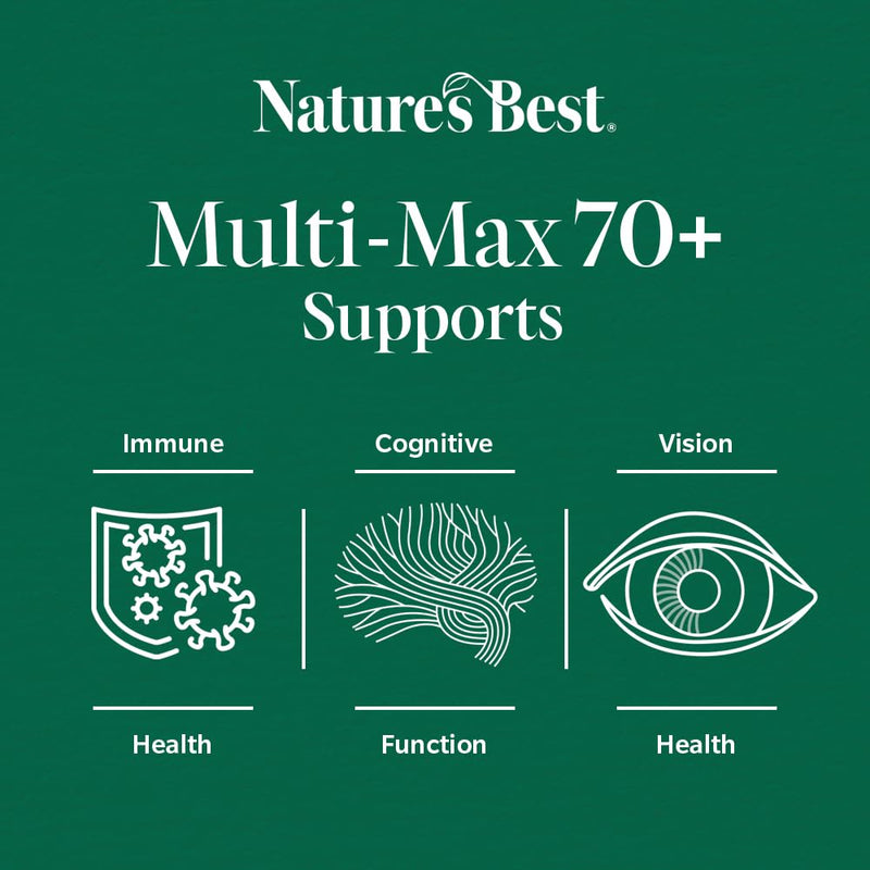 Nature's Best Multi-Max Multivitamin for Age 70+ - Advanced Support with Vitamin C, D and Calcium for Immune Support & Bone Health for Seniors - UK Made - 90 Tablets (3 Months' Supply) 90 count (Pack of 1)