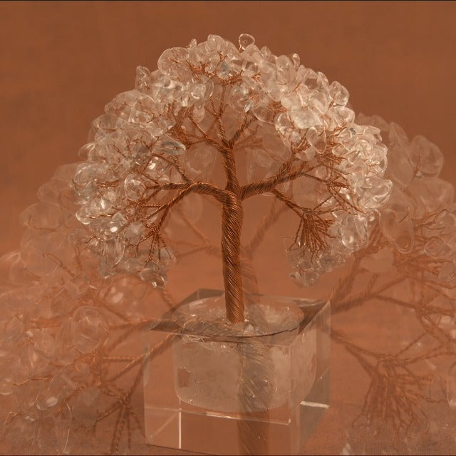 Clear Quartz Healing Crystal Tree of Life, Office Decor Clear Quartz Crystal Tree 243 Beads