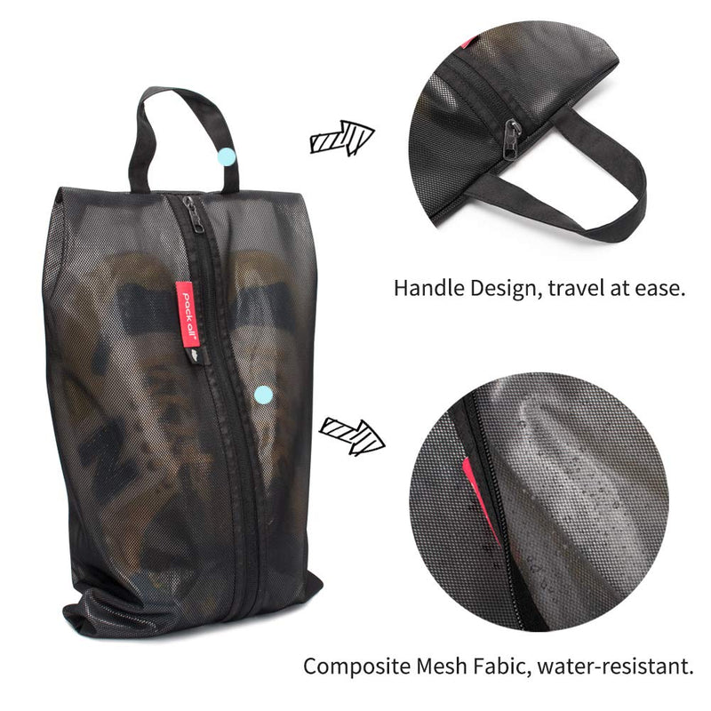 pack all Travel Accessories Bundle | Shoe Bag (2 Pack Black) & TSA Approved Cable Luggage Locks (4 Pack Grey)