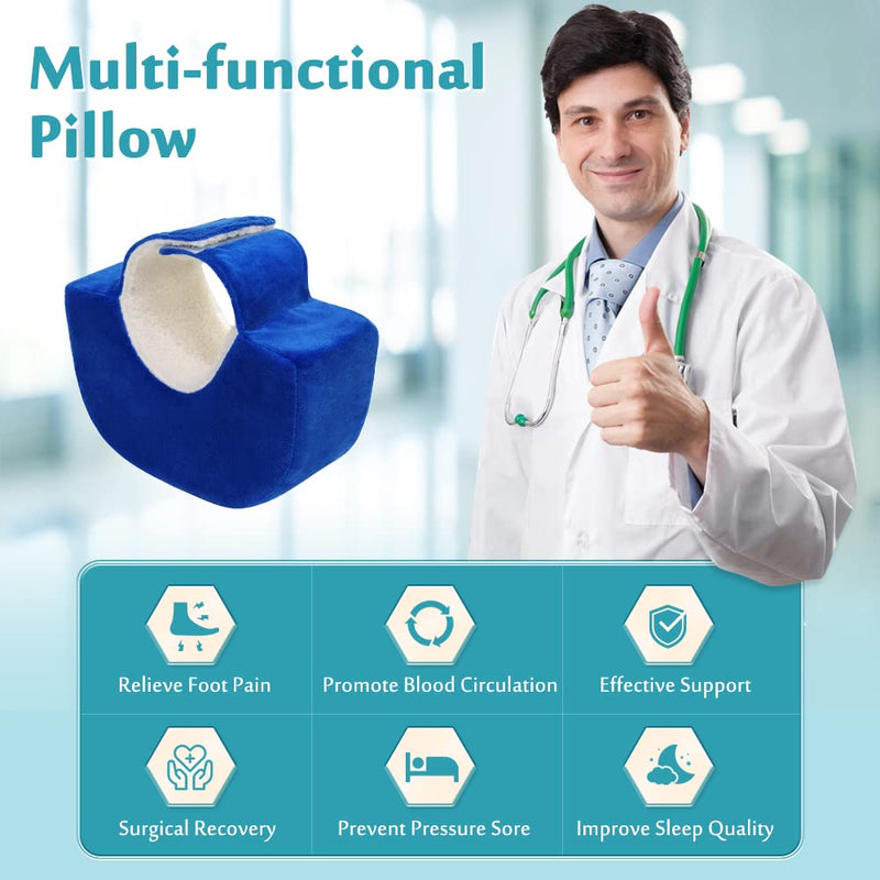 Foot Elevation Pillow Post Surgery Ankle Heel Protector for Pressure Sores Leg elevation Feet Pillow for Swelling Bed Sore Pressure Ulcer Cushion Ankle Support Foot Cradle Surgery Recovery Supplies Blue-1pc
