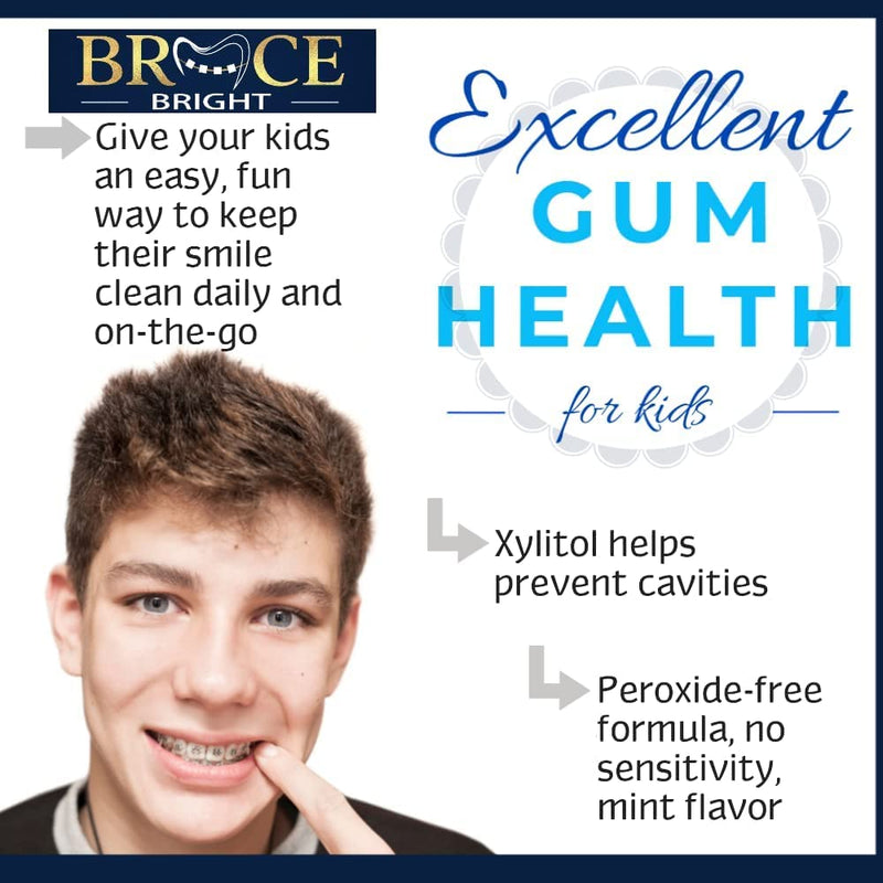 [Australia] - Teeth Whitening for Braces Cleaner kit under metal, ceramic, clear brackets & wires. Use w/ Toothbrush, Rinse or in Trays. No Sensitivity. Fights Plaque, Minty Foam, Kid Friendly, Tooth Stain Remover 
