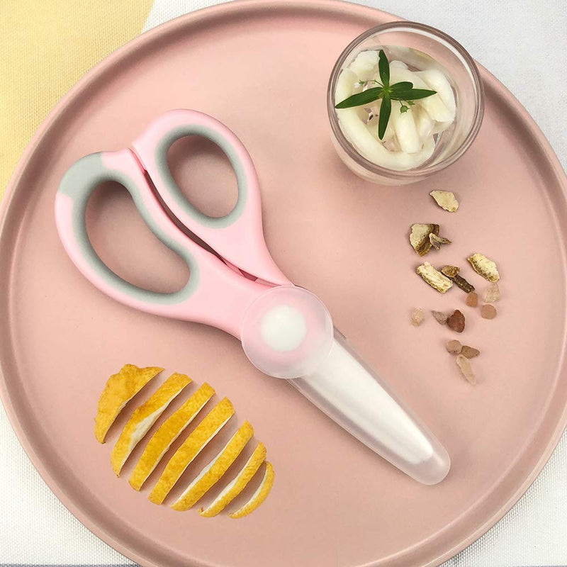 [Australia] - Baby Food Scissors Ceramic，Portable Baby Food Scissors without BPA With Box And Dust Cover (Pink) Pink 